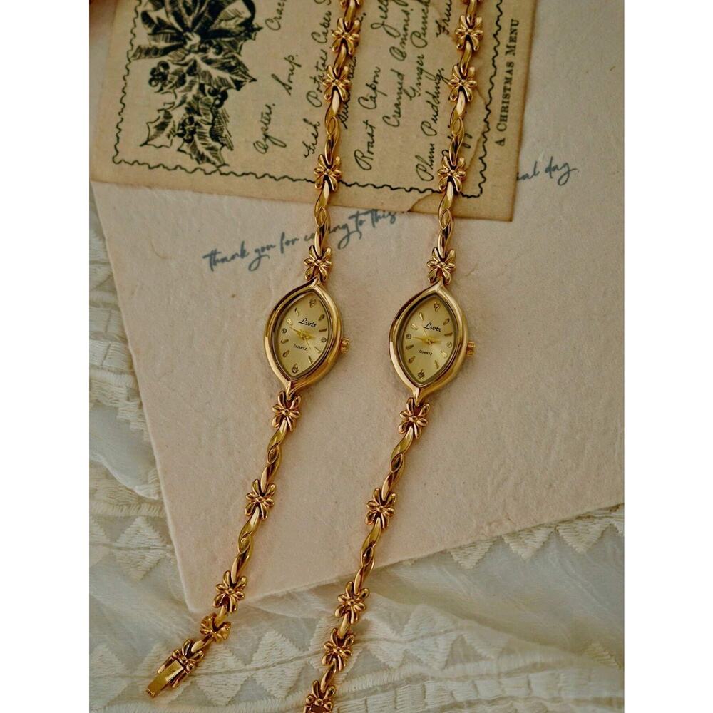 Gold French Vintage Style Unique Dainty Women’s Wrist Watch Trendy Cute Gift - Picture 6 of 10